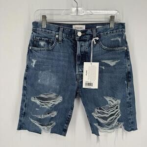 Frame shorts womens 25 blue le slouch bermuda distressed grunge baggy loose y2k